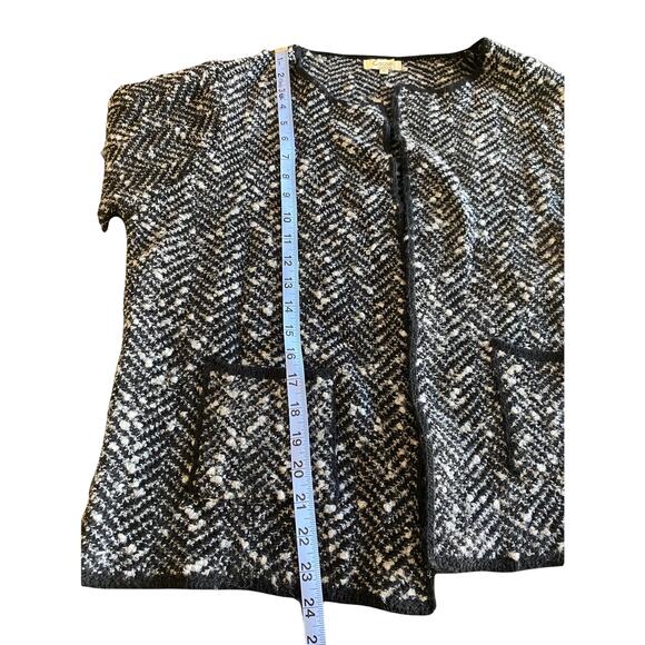 Cocogio Black Gray Herringbone Wool Open Front Knit Sweater Blazer Size XL - Picture 7 of 7